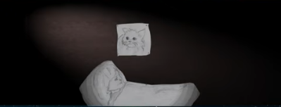 Katzenbild am Bett, Zeichnung von Alanna Robelia