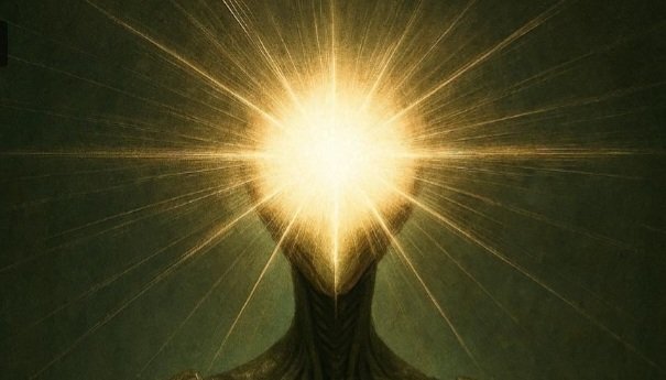 Gottesanbeter-Wesen mit einem Licht in seinem Gesicht